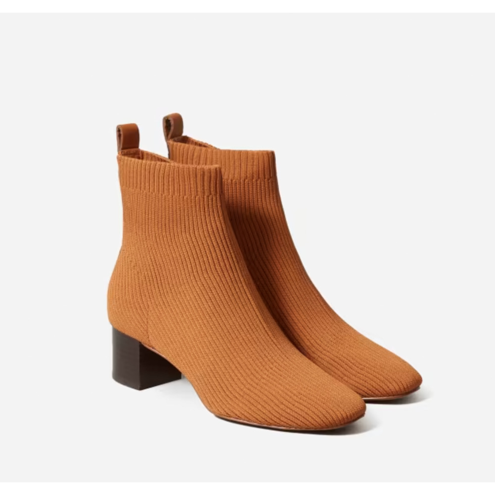 Everlane Womens The Glove Boot Size 11 Toffee Brown Ribbed Heel Used